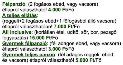 Flpanzi: (3 fogsos ebd, vagy vacsora) tlaprl vlaszthat! 2.500 Ft/F